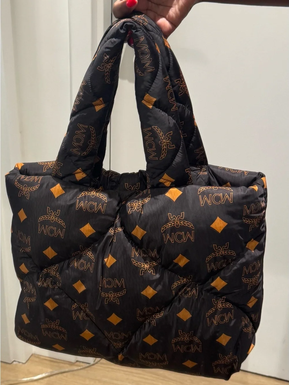 MCM puffer tote